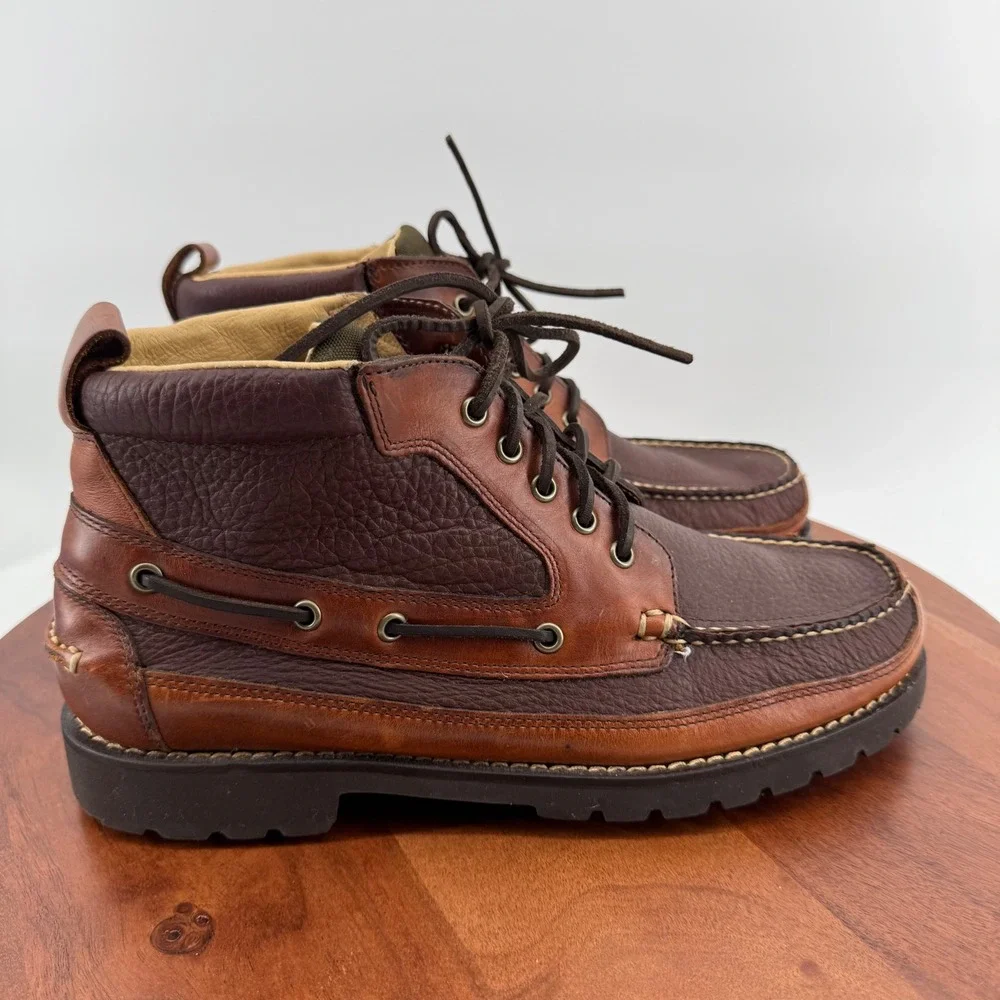 LL Bean Eastport Ranger Boots Mens 11 D Brown Leather Moc‎ Toe Lug Sole 244479